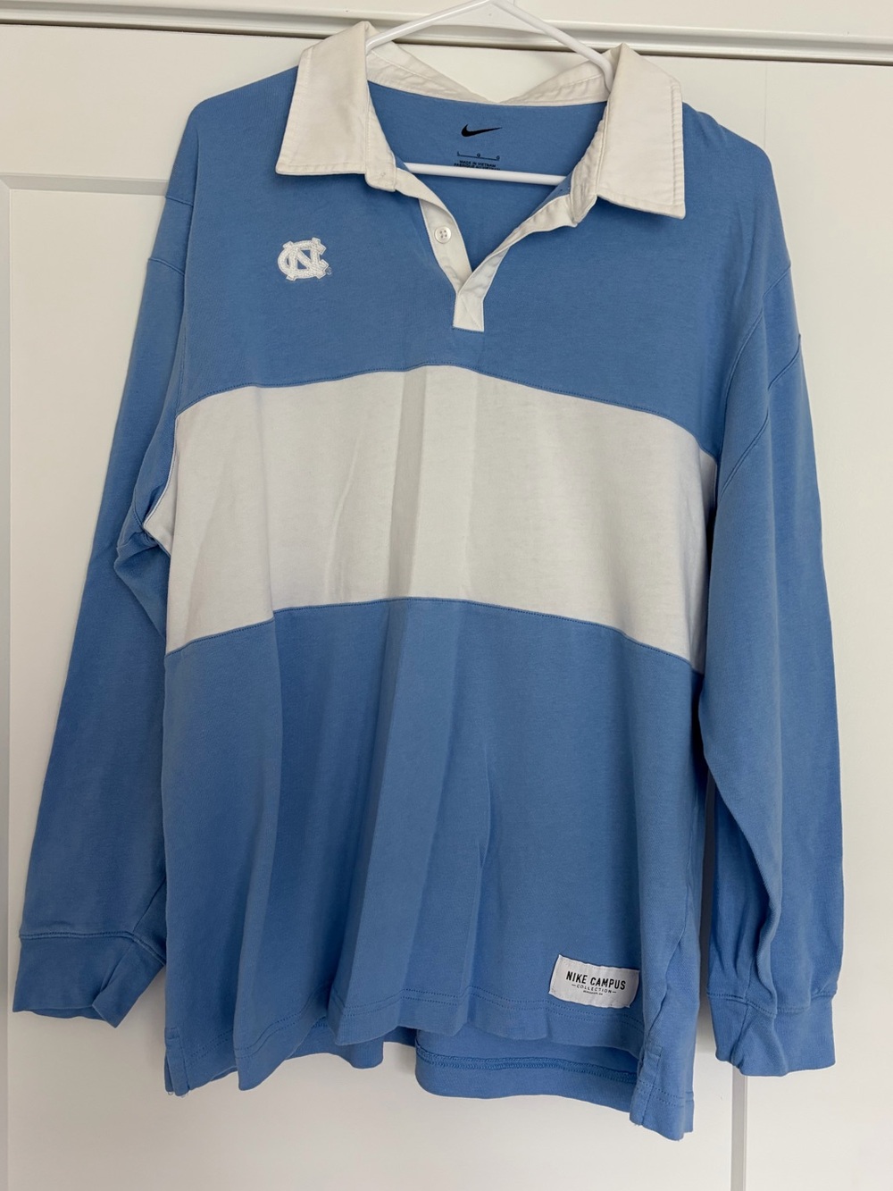 Nike UNC Tar Heels Carolina Blue & White Long-Sleeve Rugby Shirt